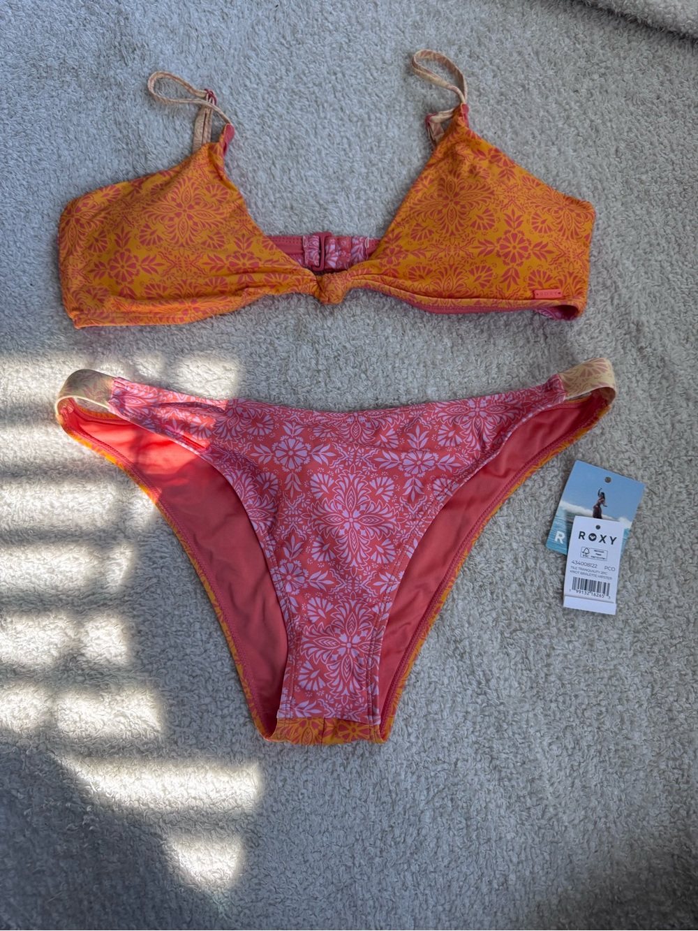 Roxy Floral Mix Orange & Coral Two-Piece Bikini